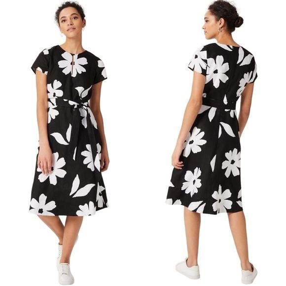 NWOT Hobbs London Regina Linen Midi Dress US 14 - Picture 1 of 11